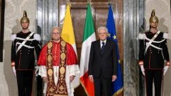 Le Pape et le président Matarella au Quirinal, le 14 octobre 2025.