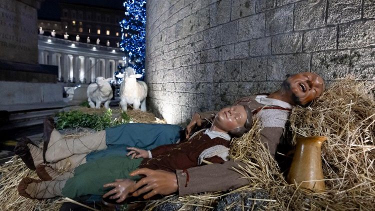 Hirten in der Krippendarstellung des Petersplatzes