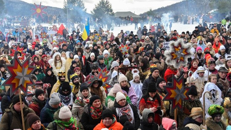 Festival do Presépio de Natal na vila de Mshanets, na região de Lviv