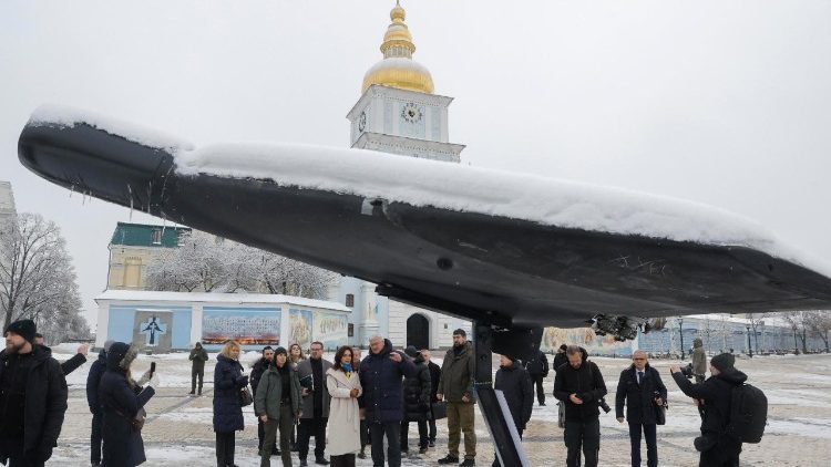 Eine russische Drohne in Kyiv