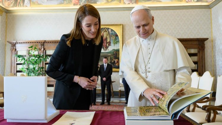 Pope Leo XIV meets President of the European Parliament Roberta Metsola at the Vatican