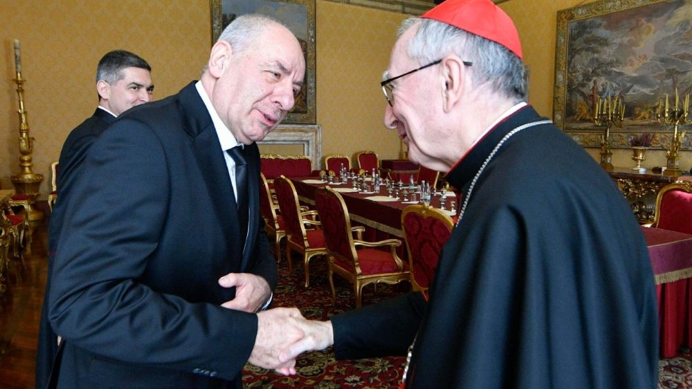 Prezident Maďarské republiky, Tamás Sulyok s kardinálem Pietrem Parolinem, 21. 2. 2026