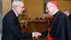 वाटिकन राज्य सचिव  कार्डिनल पारोलीन ऑस्ट्रिया के राष्ट्रपति के साथ, 05.03.2026