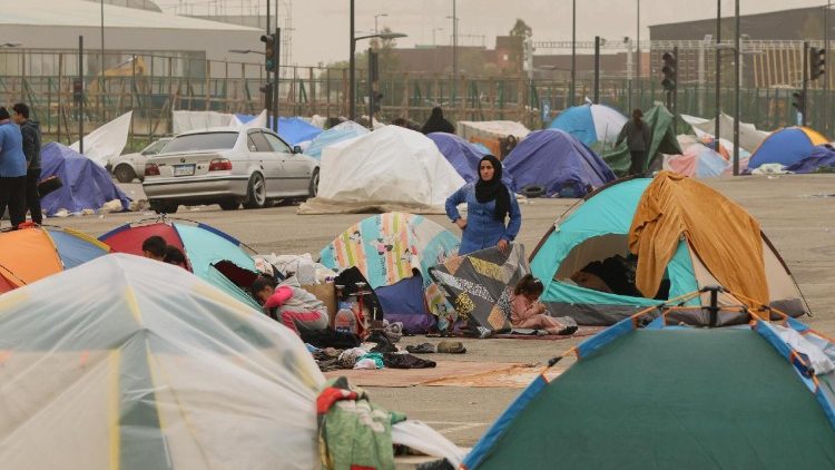 空爆により家を追われた避難民　2026年3月14日　レバノン・ベイルート