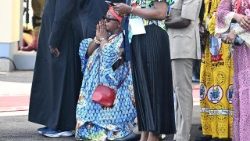 Падчас цырымоніі прывітання Папы ў аэрапоце Яўндэ