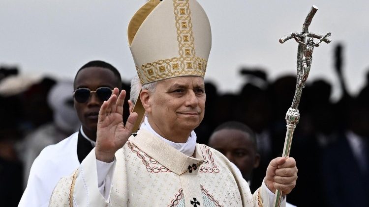 Papst Leo an diesem Samstag, kurz vor Beginn der Messe