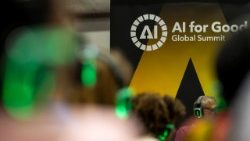 Lors du sommet mondial sur l'IA pour le bien commun, à Genève, ce mardi 7 juillet.