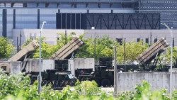 Missili intercettori guidati terra-aria Patriot Advanced Capability-3 schierati presso la base dell'esercito statunitense Camp Humphreys a Pyeongtaek, a sud di Seul, Corea del Sud, il 12 agosto 2026