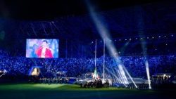 Un momento dela cerimonia di apertura dei Giochi del Mediterraneo 2026 a Taranto