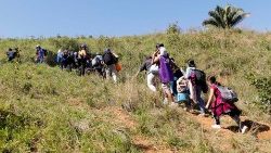 Migrants d'Amérique centrale près de la frontière du Guatemala, au Honduras, le 15 janvier 2022.