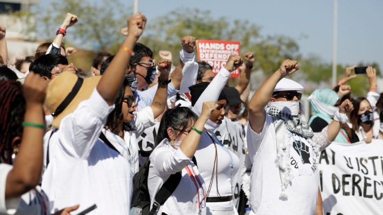 Protestors at the COP27 climate summit, in Sharm el-Sheikh, Egypt