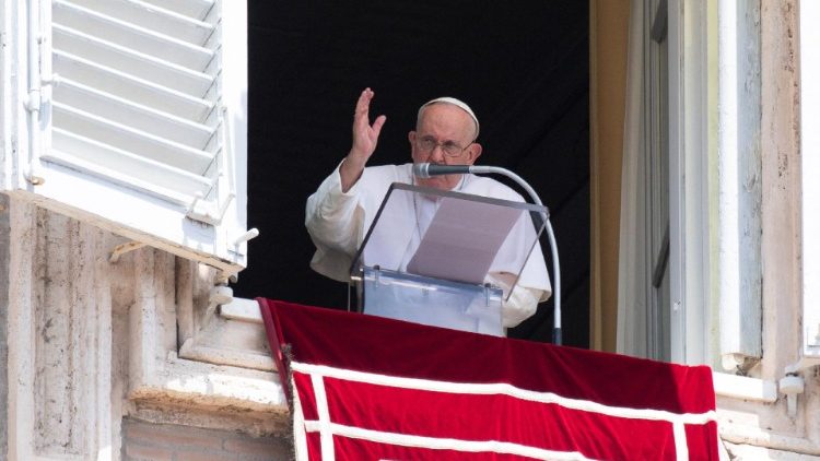 Pope Francis leads the Angelus prayer at the Vatican