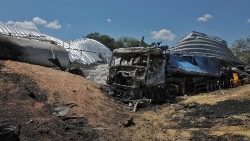 Efekty rosyjskiego ataku na składy zboża w porcie w Odessie, 21 lipca 2023