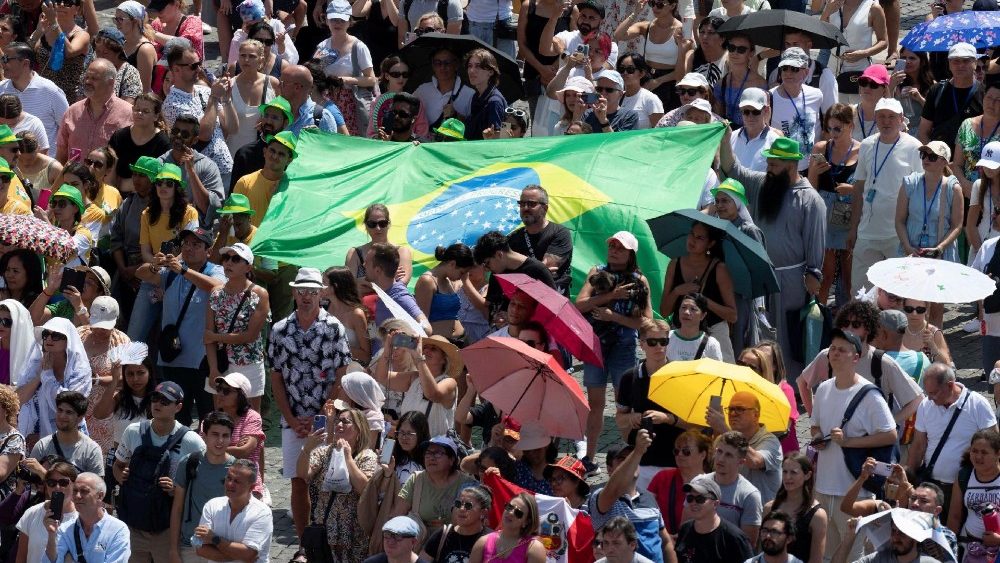 Pope Francis leads the Angelus prayer at the Vatican