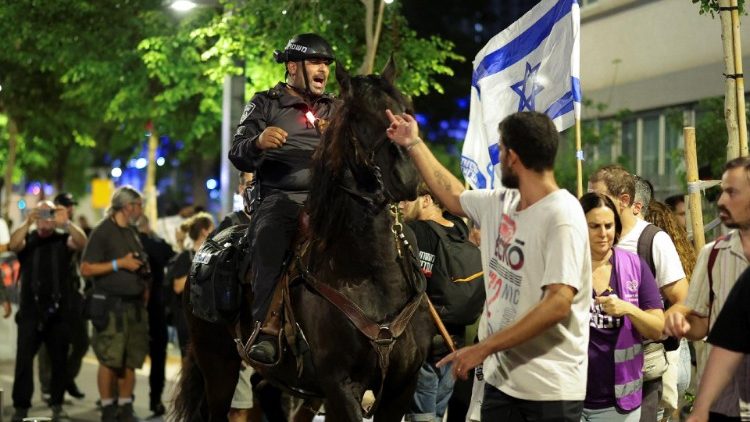 Demonstration against Prime Minister Benjamin Netanyahu's government and a call for the release of hostages in Gaza, amid the Israel-Hamas conflict, in Tel Aviv