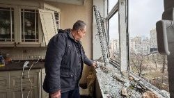 Palazzo di Kyiv danneggiato da un missile russo