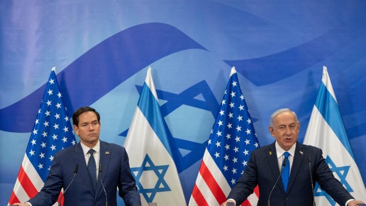 Il segretario di Stato Usa Marco Rubio e il premier israeliano Benjamin Netanyahu durante la conferenza stampa a Gerusalemme