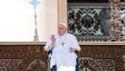 Pope Francis appears for the first time since his return to the Vatican