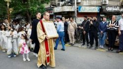 christliche Palmsonntags-Prozession in Damaskus vor drei Tagen