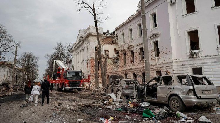 The city centre of Sumy after the Russian missile attack on Palm Sunday