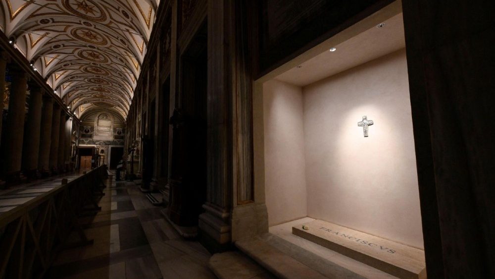 A view of Pope Francis' tomb in Papal Basilica of Saint Mary Major