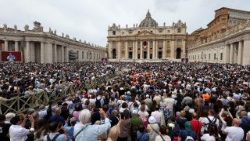 Pope Leo XIV leads Regina Caeli prayer from St Peter's Basilica, at the Vatican