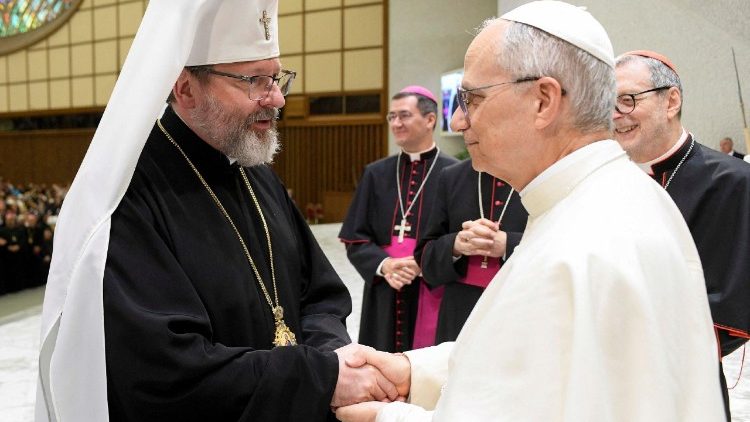 திருத்தந்தையுடன் கீவ் நகரின் உயர் பேராயர் பிதாப்பிதா Sviatoslav Shevchuk 