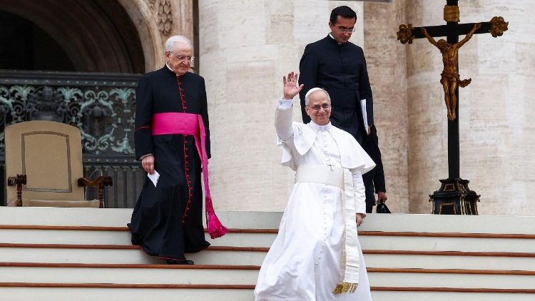 Pope Leo XIV holds his first general audience in St. Peter's Square, at the Vatican