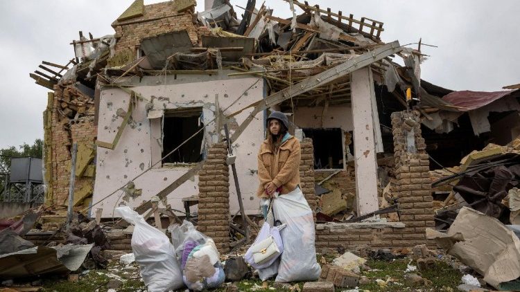 Aftermath of Russian attacks in the area of the Ukrainian capital Kyiv