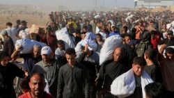 Palästinenser beim Empfang von Hilfsgütern der GHF.