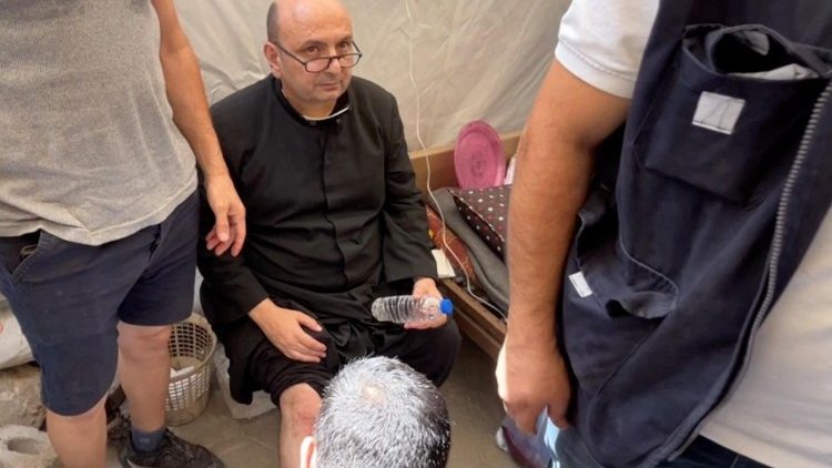 Aftermath of an Israeli strike on the Church of the Holy Family in Gaza City