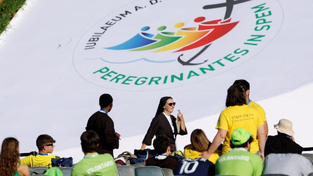 Pope Leo XIV attends a vigil for the Jubilee of Youth in Tor Vergata, in Rome
