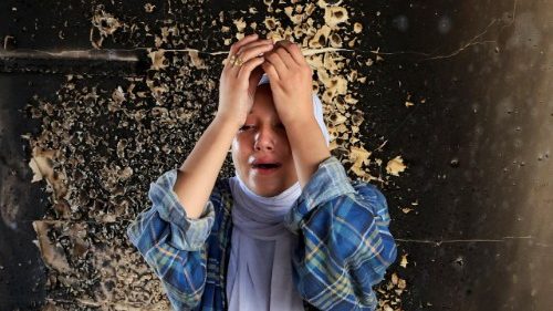 Aftermath of an overnight Israeli strike on an UNRWA school that was sheltering displaced people in Khan Younis