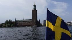 Schwedische Flagge in Stockholm