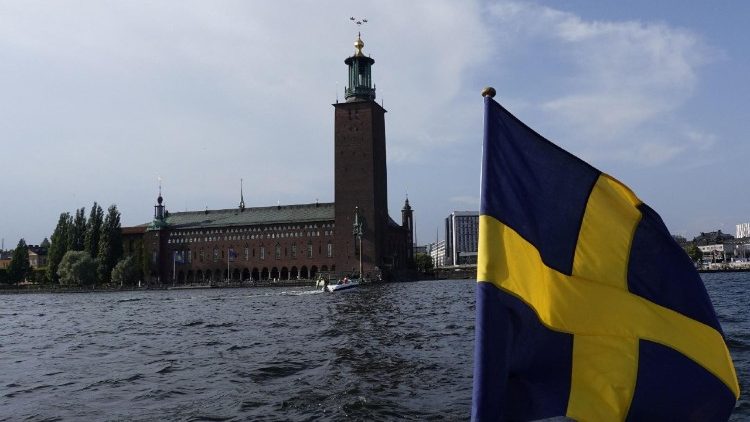 Schwedische Flagge in Stockholm