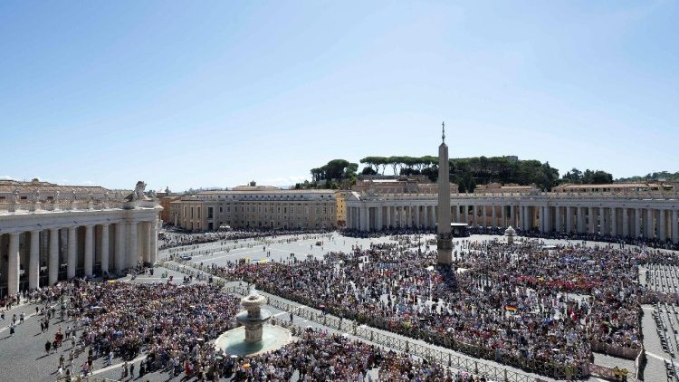 Pope Leo XIV leads the Angelus prayer at the Vatican