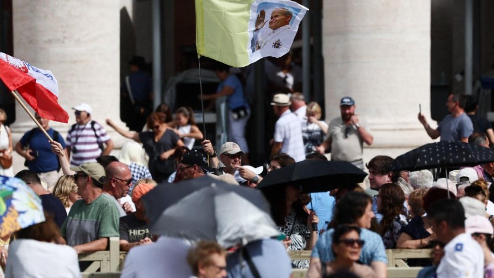Pope Leo XIV leads the Angelus prayer at the Vatican