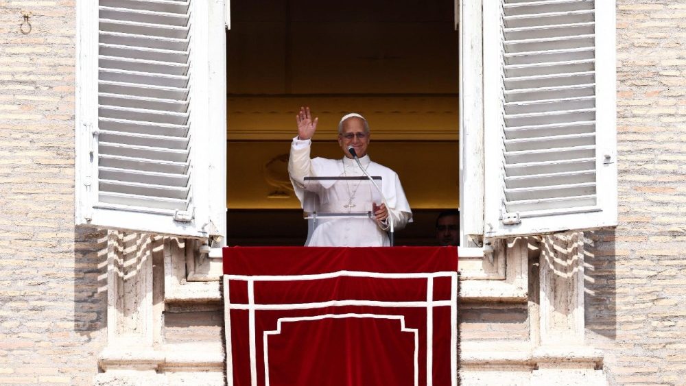Pope Leo XIV leads the Angelus prayer at the Vatican