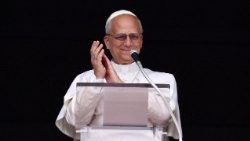 Pope Leo XIV leads the Angelus prayer at the Vatican