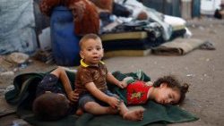 Vertriebene Palästinenser, darunter zahlreiche Kinder, am 19. September  