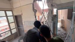 File photo of airstrike on hospital in Gaza