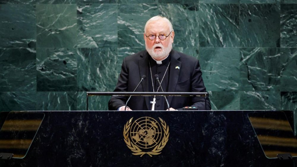 Imzot Paul Richard Gallagher, Sekretar i Vatikanit për Marrëdhëniet me Shtetet dhe Organizatat Ndërkombëtare, në Asamblenë e Përgjithshme të Kombeve të Bashkuara