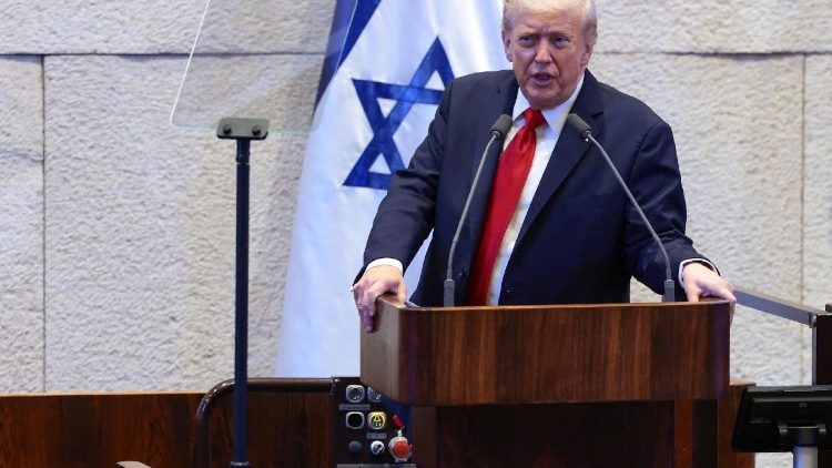 U.S. President Trump addresses the Knesset, in Jerusalem