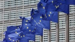 FILE PHOTO: European Union flags flutter outside the EU Commission headquarters in Brussels