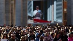 Pope Leo XIV leads the Angelus prayer at the Vatican