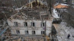 ロシア軍の爆撃を受けた建物　ウクライナ・オデッサ