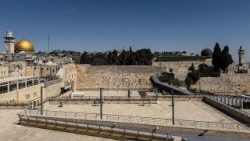 A view of an empty Western Wall Plaza, and the Dome of the Rock above it, amid the U.S.-Israel conflict with Iran, in the Old City of Jerusalem