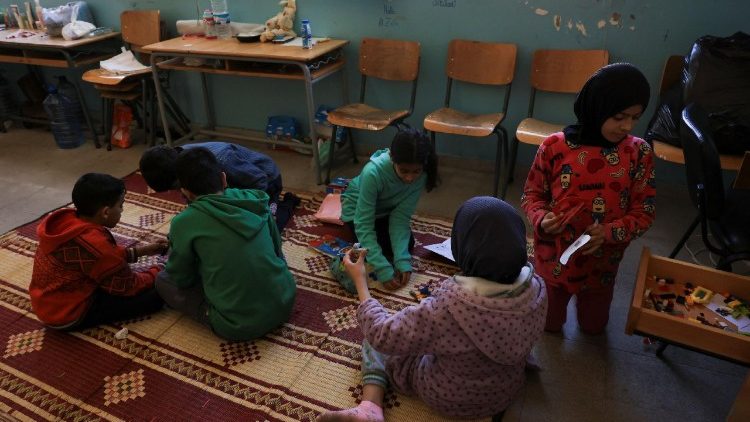 Eine Schule in Beirut, die in eine Notunterkunft umgewandelt wurde.