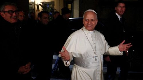 FILE PHOTO: Pope Leo XIV leaves the Papal residence to head back to Vatican