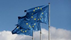 FILE PHOTO: European Union flags fly outside the EU Commission headquarters in Brussels